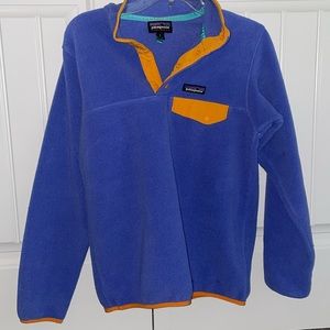 Patagonia synchilla pullover, size S, periwinkle and orange